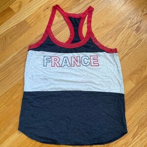 Chaser Tank Top Womens Medium White Blue Red Racerback Shirt Activewear New